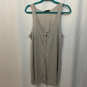 Alice + Olivia Silver Tank Tunic Top Adjustable DIY Snaps Back & Front Small